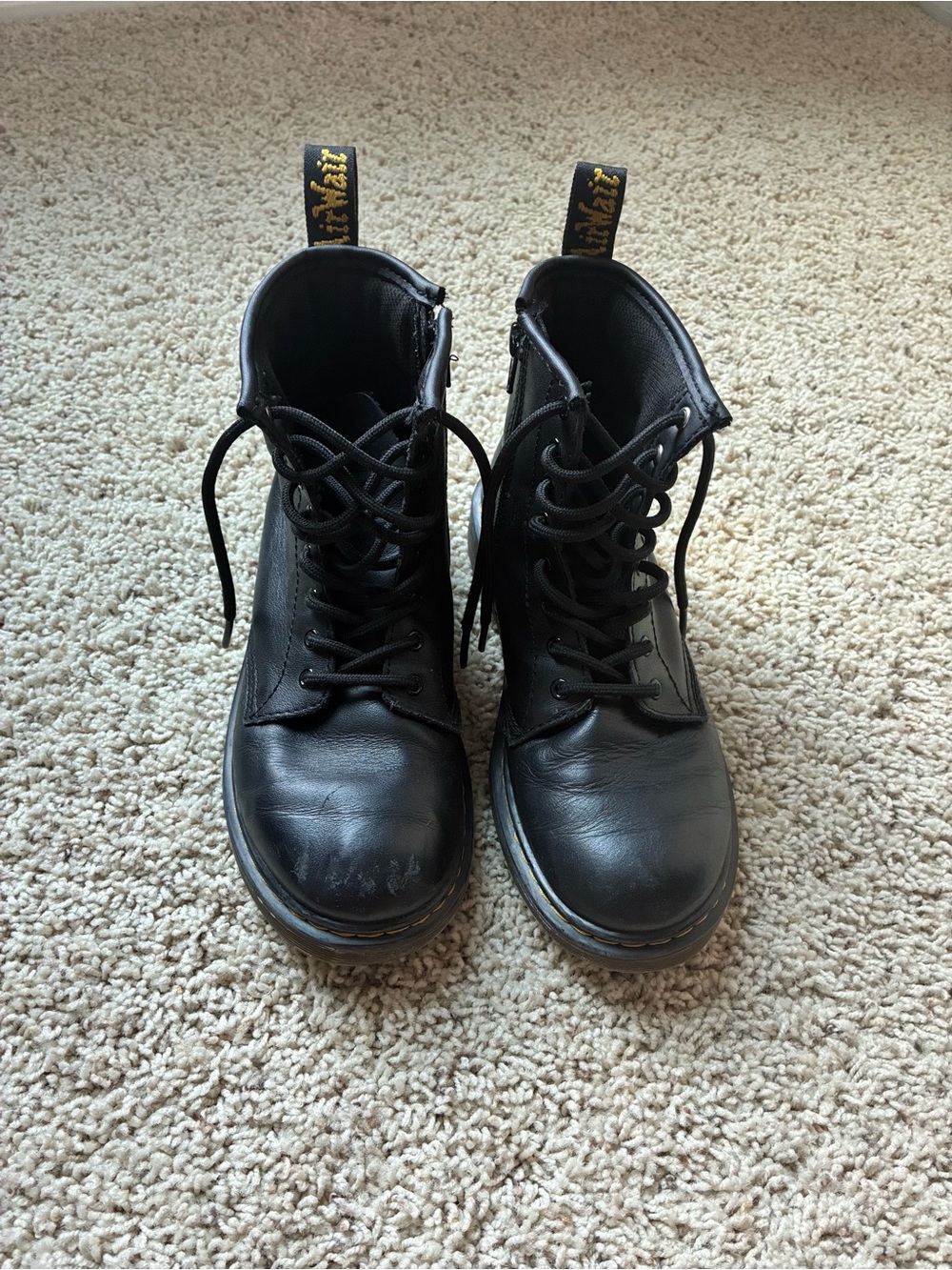 Dr. Martens 1460 J Black Leather Ankle Boots Lace Up Zip US Women's 5 EU 36